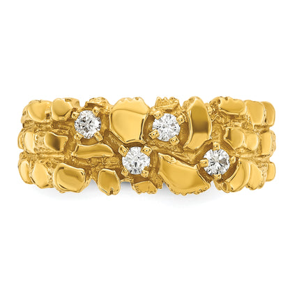 10K Yellow Gold Ibgoodman Men'S Diamond Nugget Complete Ring