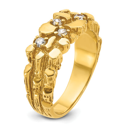 10K Yellow Gold Ibgoodman Men'S Diamond Nugget Complete Ring