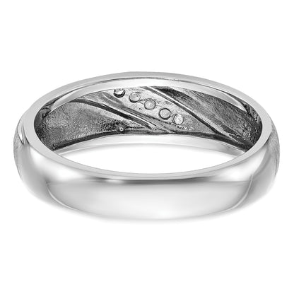 14k White Gold 1/15 Ct. Lab Grown Diamond VS/SI+ G+ Polished and Satin Men's Ring
