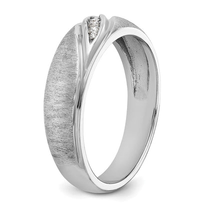 14k White Gold 1/15 Ct. Lab Grown Diamond VS/SI+ G+ Polished and Satin Men's Ring