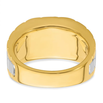 14k Two-tone 3/8 Ct. Lab Grown Diamond VS/SI+ G+ Polished and Satin Men's Ring