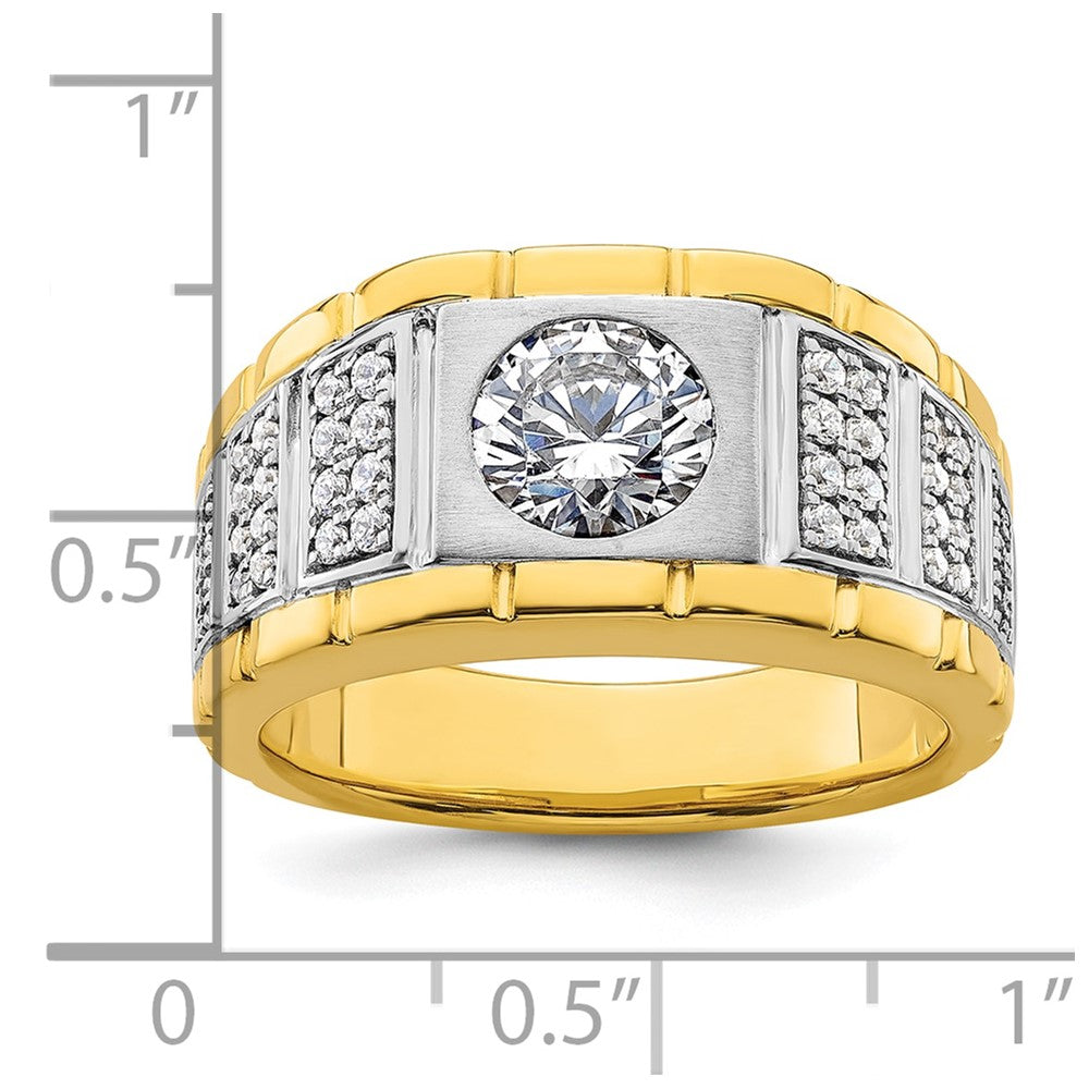 14k Two-tone 3/8 Ct. Lab Grown Diamond VS/SI+ G+ Polished and Satin Men's Ring