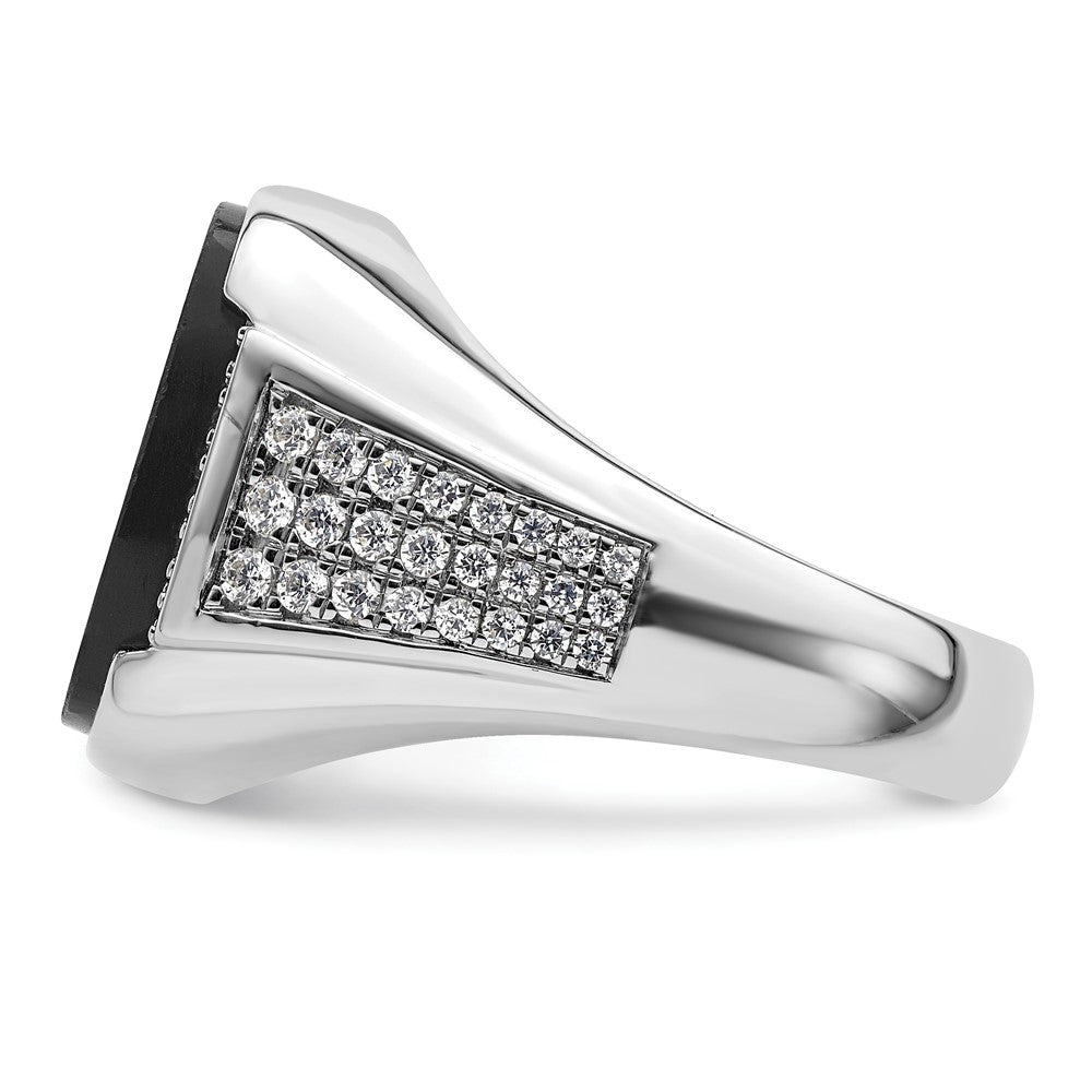 14k White Gold 5/8 Ct. Lab Grown Diamond VS/SI+ G+ and Onyx Complete Men's Ring