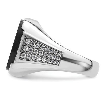 14k White Gold 5/8 Ct. Lab Grown Diamond VS/SI+ G+ and Onyx Complete Men's Ring