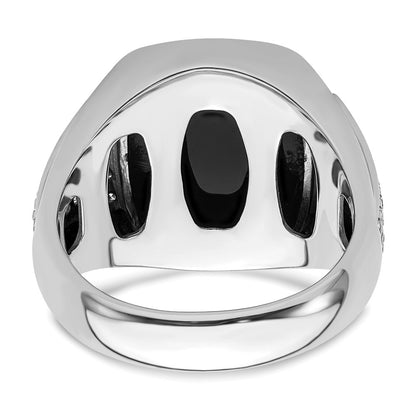 14k White Gold 5/8 Ct. Lab Grown Diamond VS/SI+ G+ and Onyx Complete Men's Ring