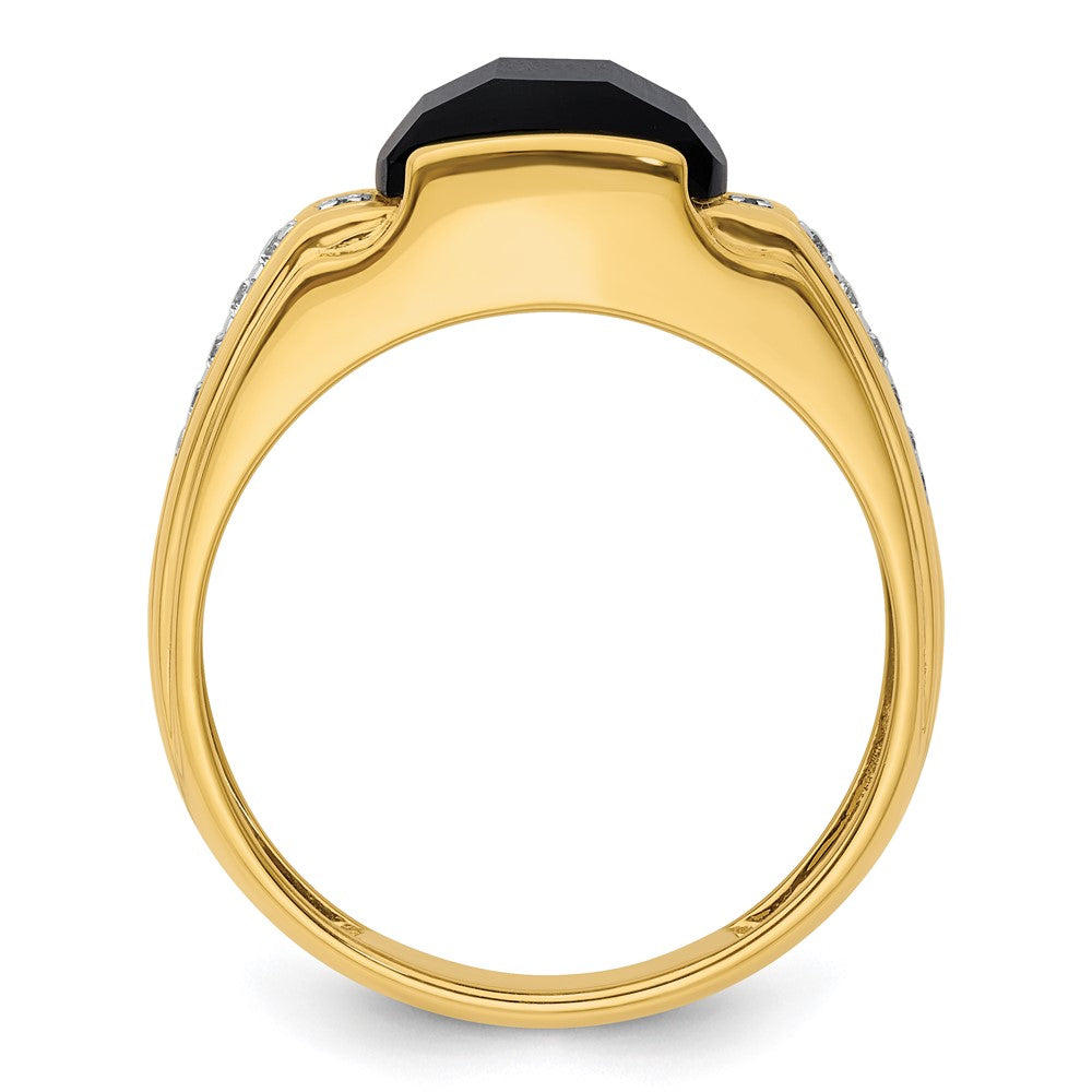14k Yellow Gold  1/8 Ct. Lab Grown Diamond VS/SI+ G+ and Onyx Complete Men's Ring