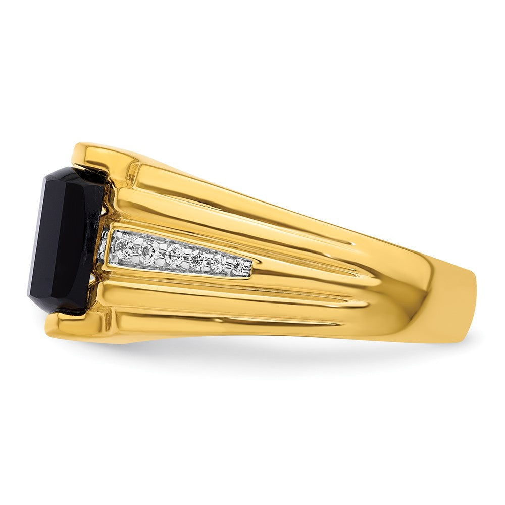 14k Yellow Gold  1/8 Ct. Lab Grown Diamond VS/SI+ G+ and Onyx Complete Men's Ring