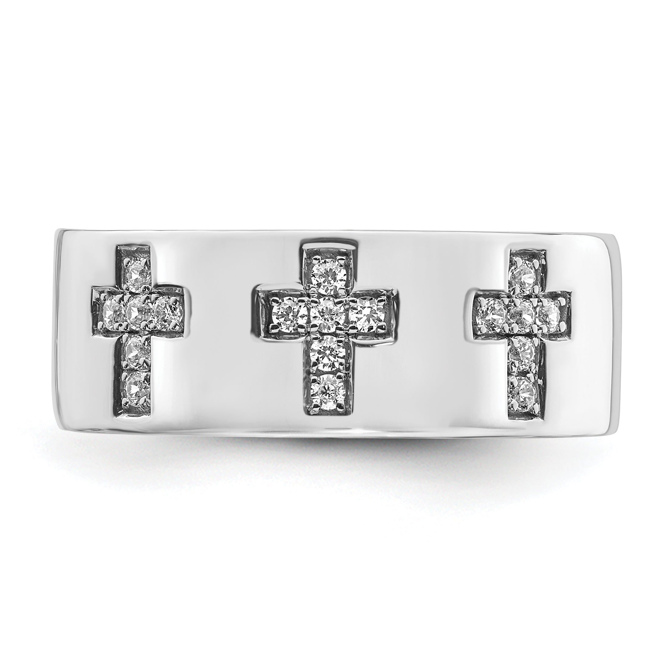 14k White Gold 1/5 Ct. Lab Grown Diamond VS/SI+ G+ Cross Men's Ring