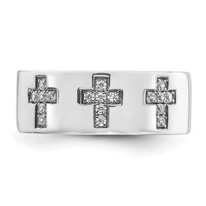 14k White Gold 1/5 Ct. Lab Grown Diamond VS/SI+ G+ Cross Men's Ring