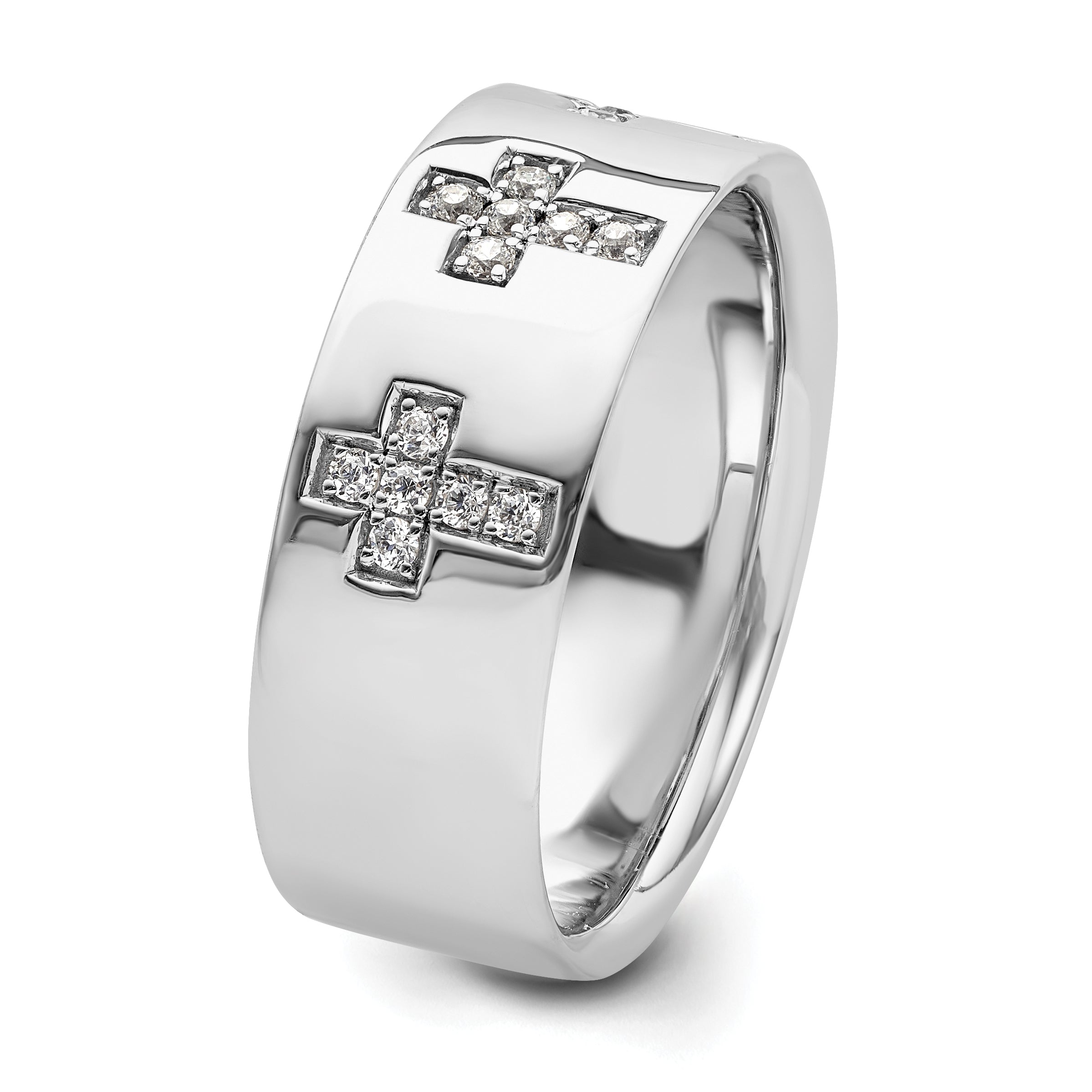 14k White Gold 1/5 Ct. Lab Grown Diamond VS/SI+ G+ Cross Men's Ring