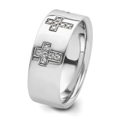 14k White Gold 1/5 Ct. Lab Grown Diamond VS/SI+ G+ Cross Men's Ring