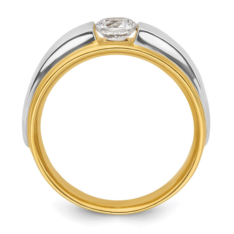 14k Two-tone Two Tone 3/4 Ct. Lab Grown Diamond VS/SI+ G+ Satin Men's Ring
