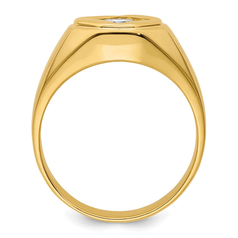 14k Yellow Gold  1 Ct. Lab Grown Diamond VS/SI+ G+ Complete Polished and Satin Men's Ring