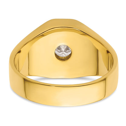 14k Yellow Gold  1 Ct. Lab Grown Diamond VS/SI+ G+ Complete Polished and Satin Men's Ring