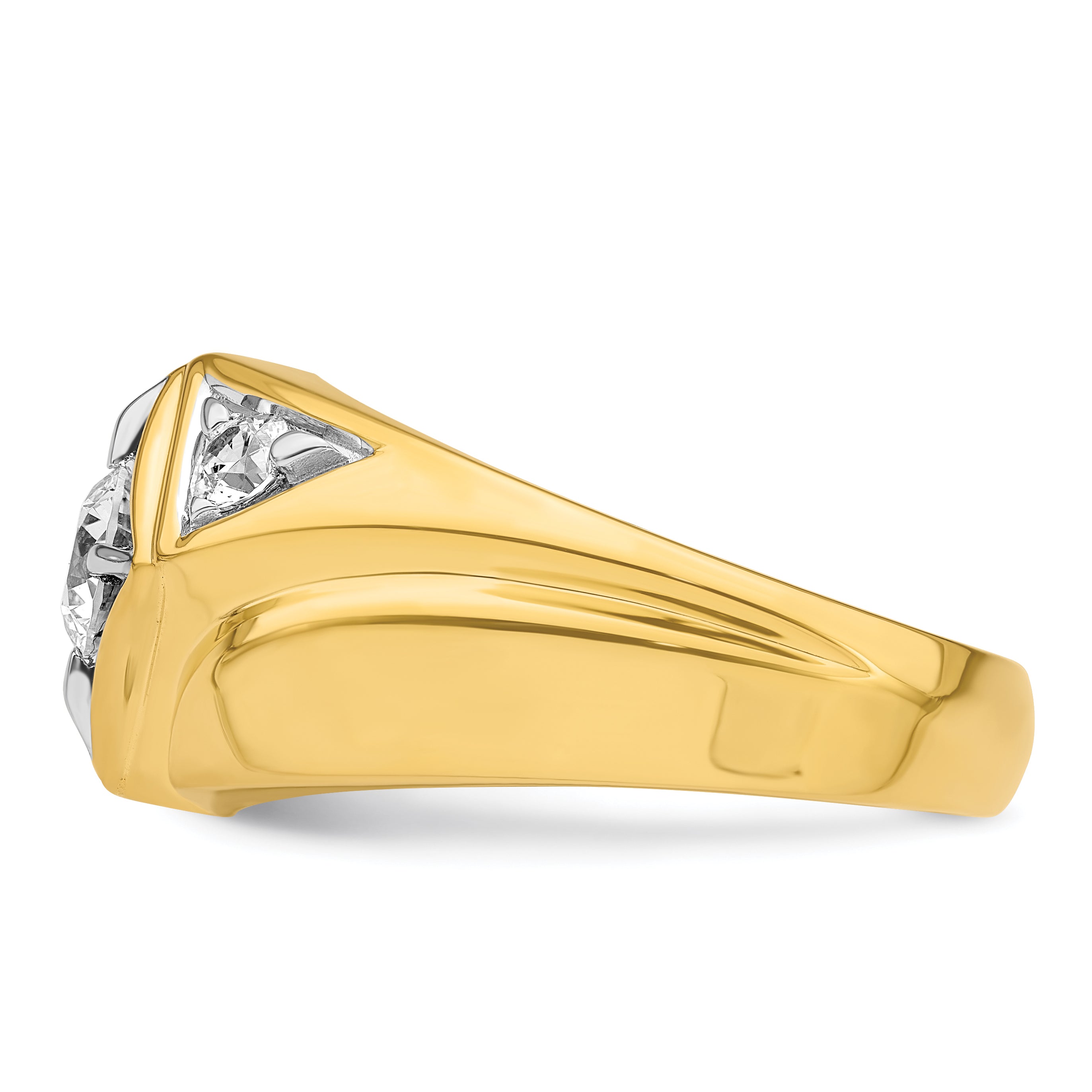 14k Yellow Gold with White Rhodium 7/8 Ct. Lab Grown Diamond VS/SI+ G+ Polished and Satin Men's Ring
