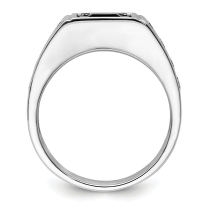 14k White Gold Black Rhodium 7/8 Ct. Lab Grown Diamond VS/SI+ G+ and Onyx Men's Ring