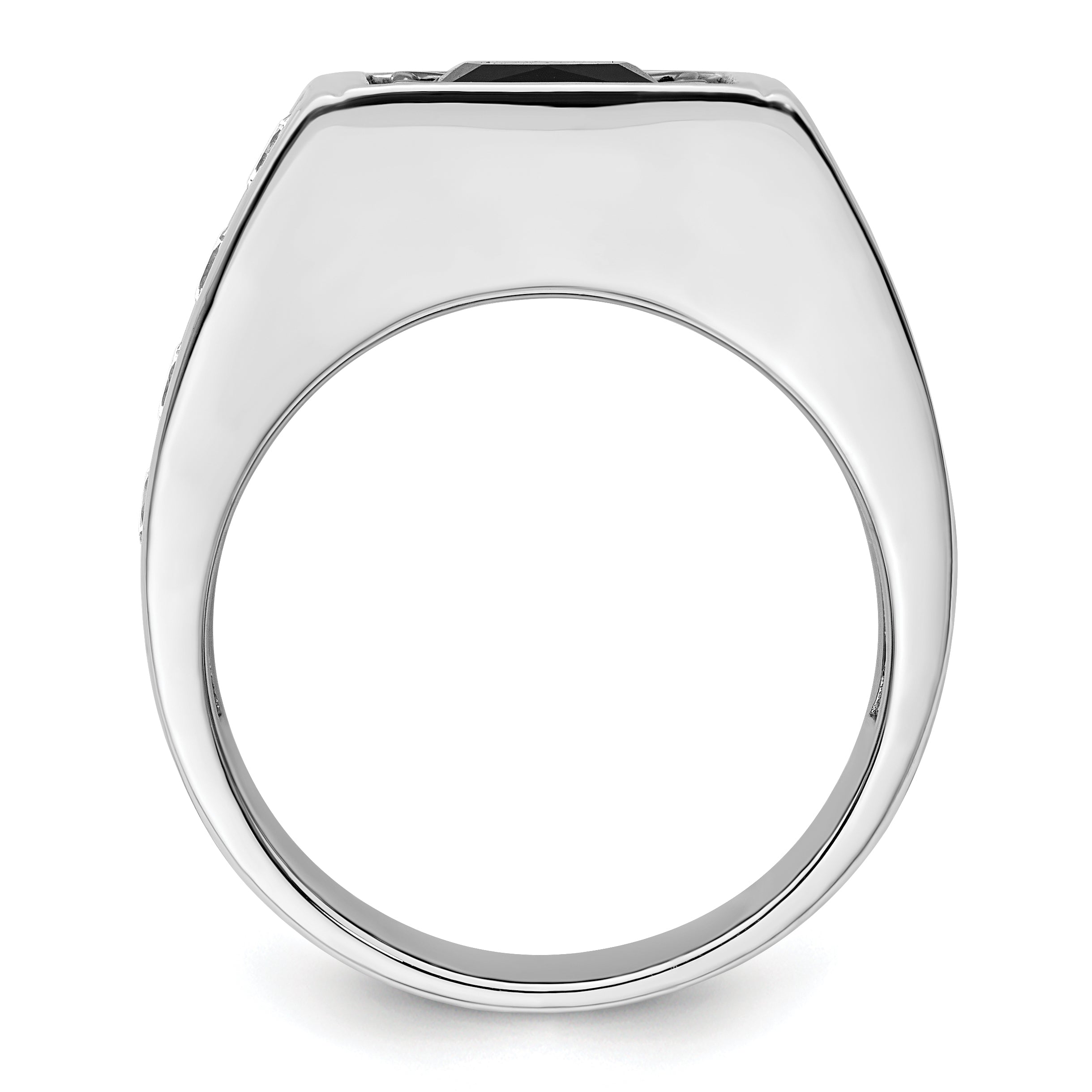 14k White Gold Black Rhodium 1 1/3 Ct. Lab Grown Diamond VS/SI+ G+ and Onyx Men's Ring