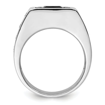 14k White Gold Black Rhodium 1 1/3 Ct. Lab Grown Diamond VS/SI+ G+ and Onyx Men's Ring