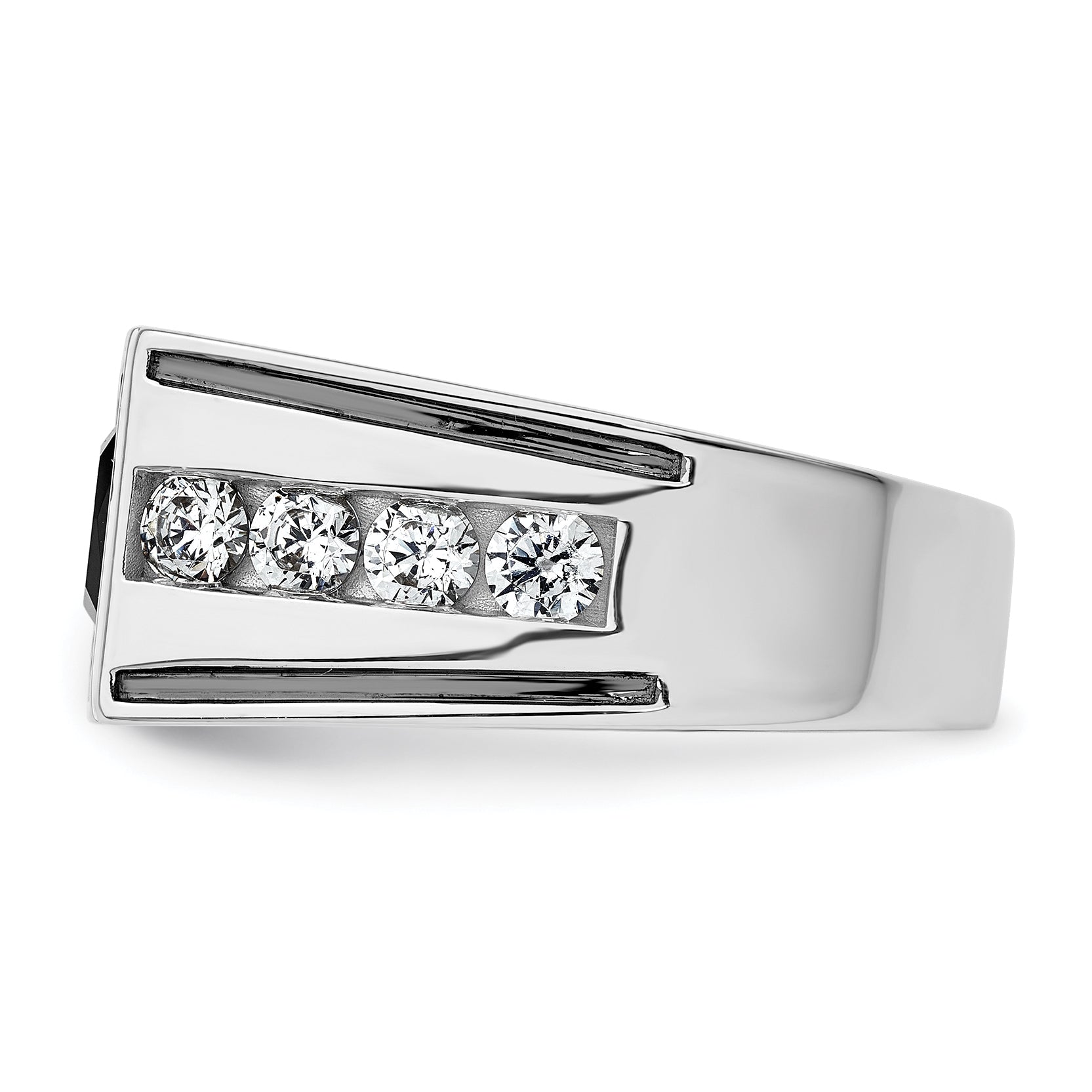 14k White Gold Black Rhodium 1 1/3 Ct. Lab Grown Diamond VS/SI+ G+ and Onyx Men's Ring