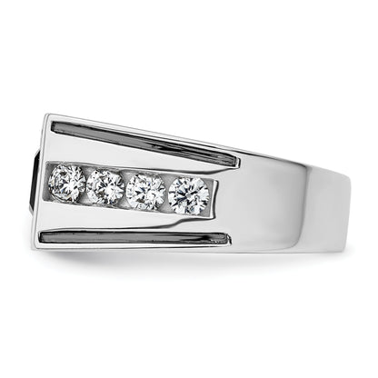14k White Gold Black Rhodium 1 1/3 Ct. Lab Grown Diamond VS/SI+ G+ and Onyx Men's Ring