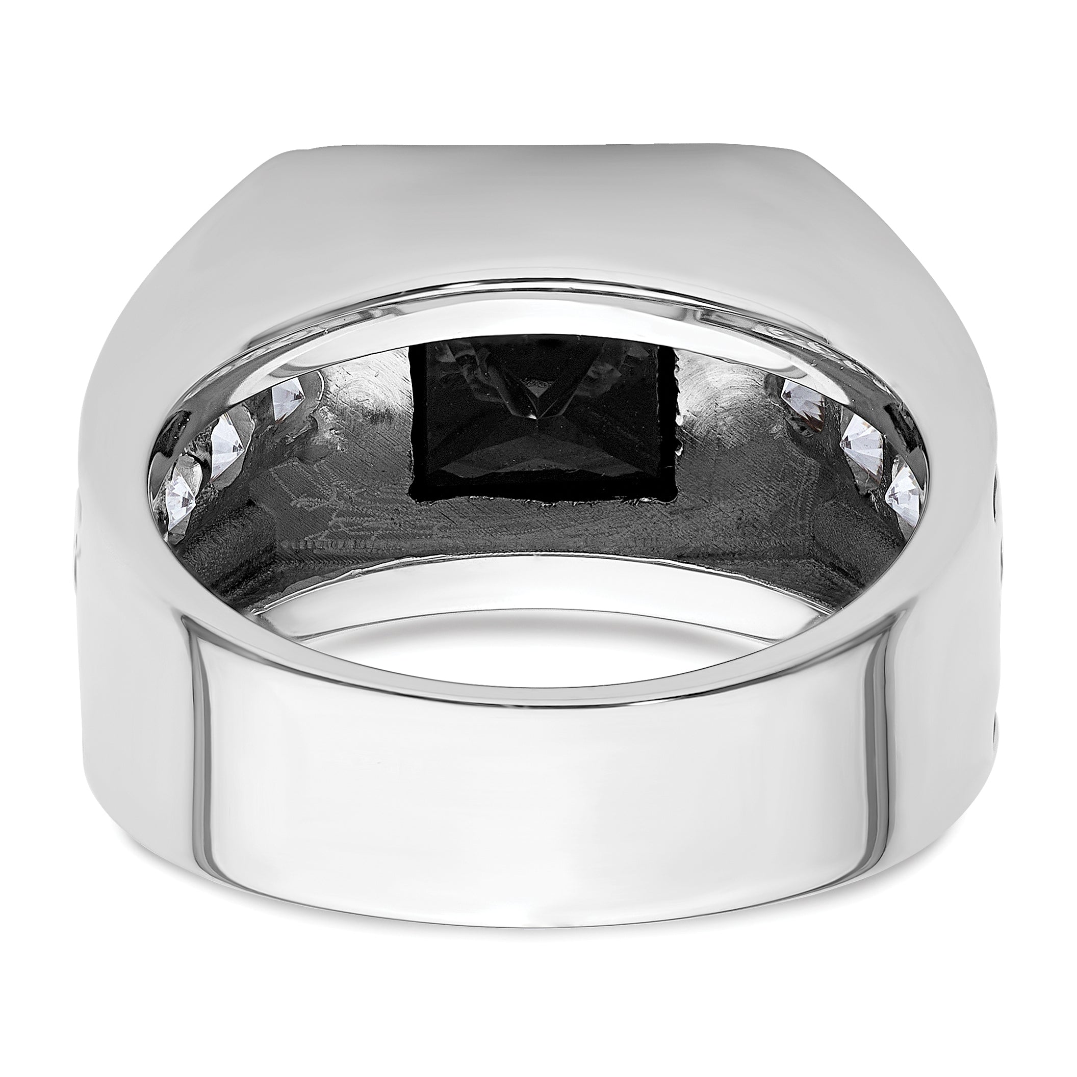 14k White Gold Black Rhodium 1 1/3 Ct. Lab Grown Diamond VS/SI+ G+ and Onyx Men's Ring