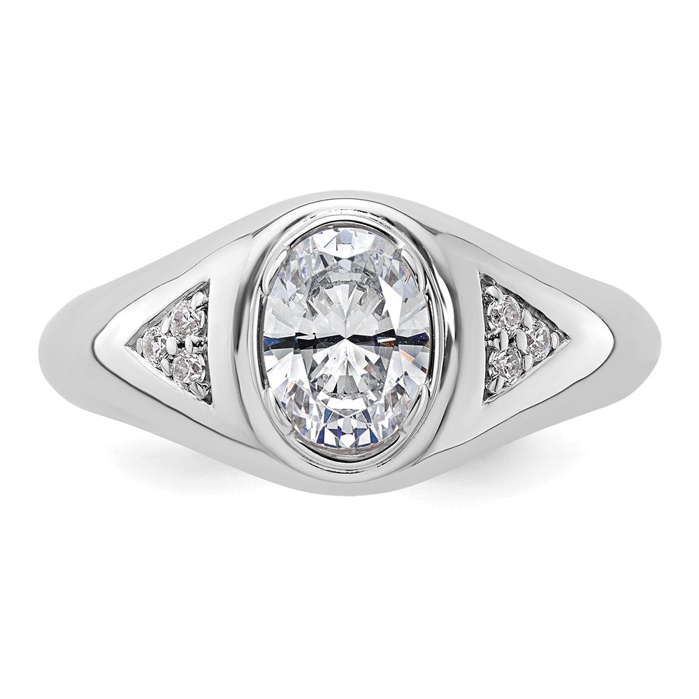 14k White Gold 1 Ct. Lab Grown Diamond VS/SI+ G+ Oval Men's Ring