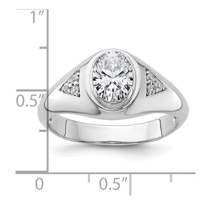 14k White Gold 1 Ct. Lab Grown Diamond VS/SI+ G+ Oval Men's Ring