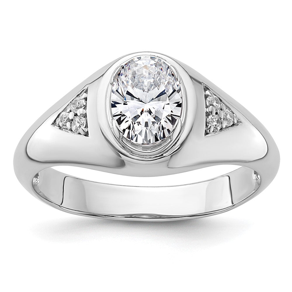 14k White Gold 1 Ct. Lab Grown Diamond VS/SI+ G+ Oval Men's Ring