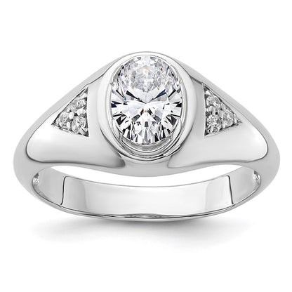 14k White Gold 1 Ct. Lab Grown Diamond VS/SI+ G+ Oval Men's Ring