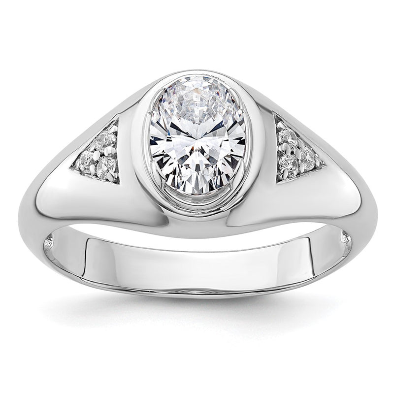 14k White Gold 1 Ct. Lab Grown Diamond VS/SI+ G+ Oval Men's Ring