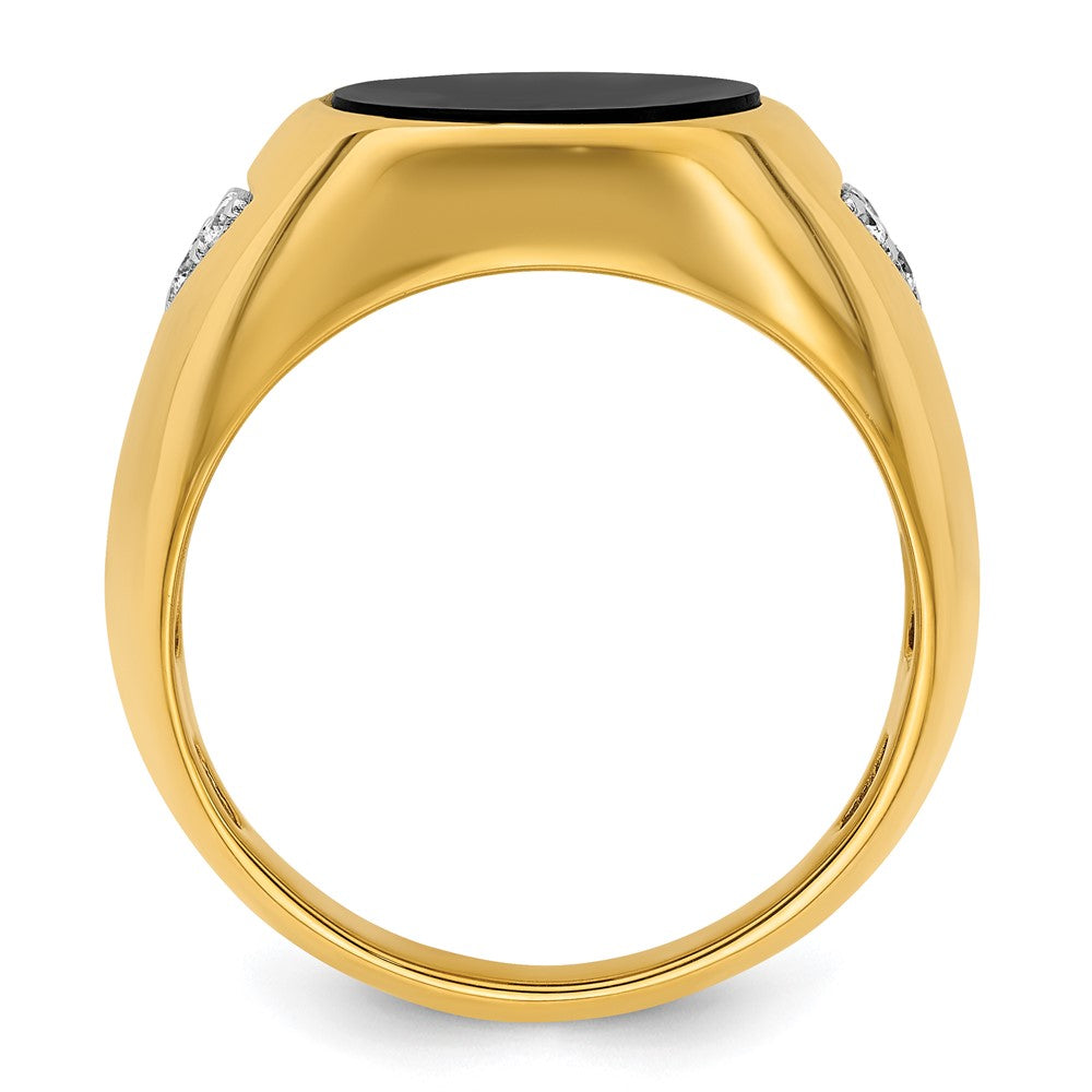 14k Yellow Gold  1/6 Ct. Lab Grown Diamond VS/SI+ G+ and Onyx Complete Men's Ring
