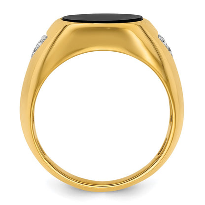 14k Yellow Gold  1/6 Ct. Lab Grown Diamond VS/SI+ G+ and Onyx Complete Men's Ring