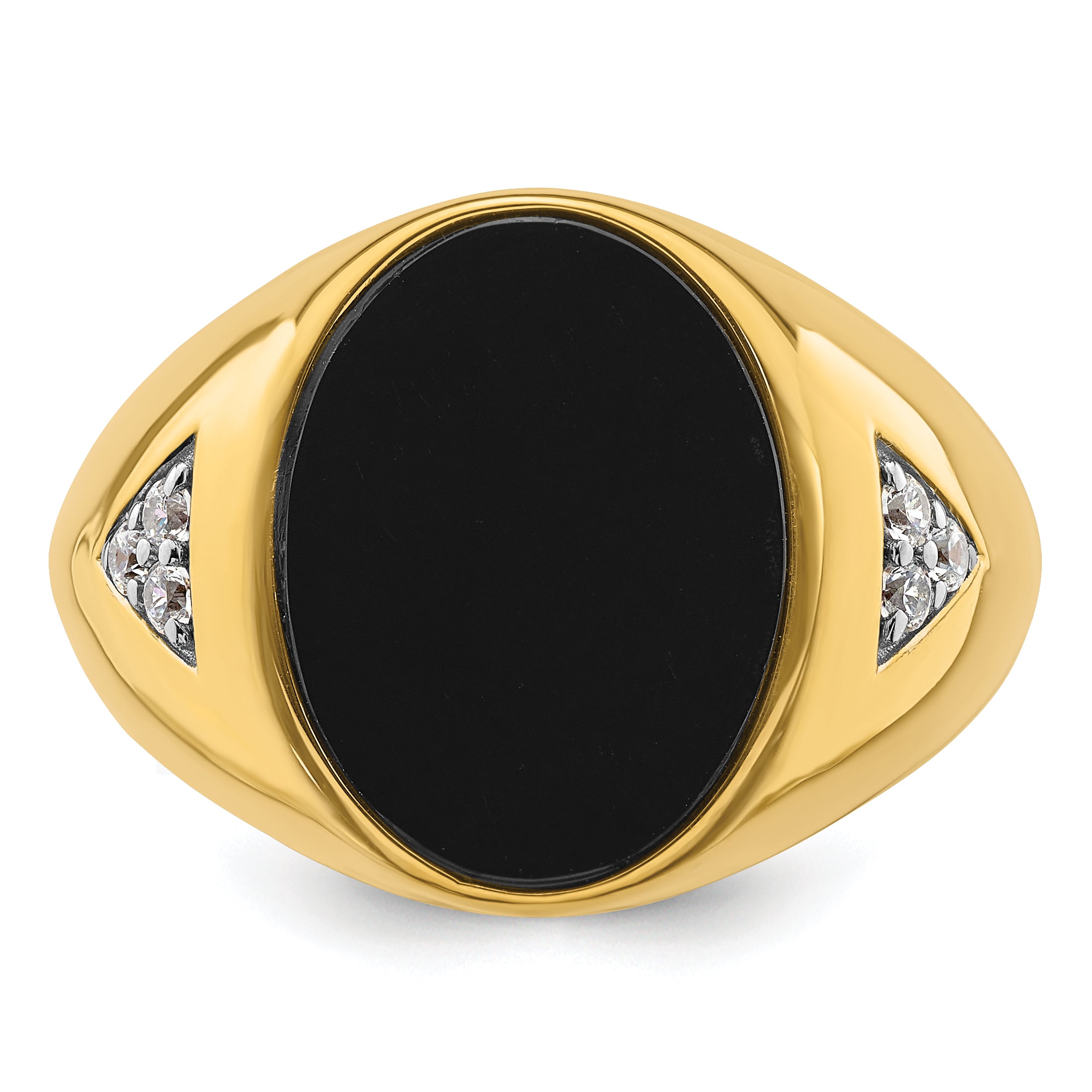 14k Yellow Gold 1/6 Ct. Lab Grown Diamond VS/SI+ G+ and Onyx Men's Ring