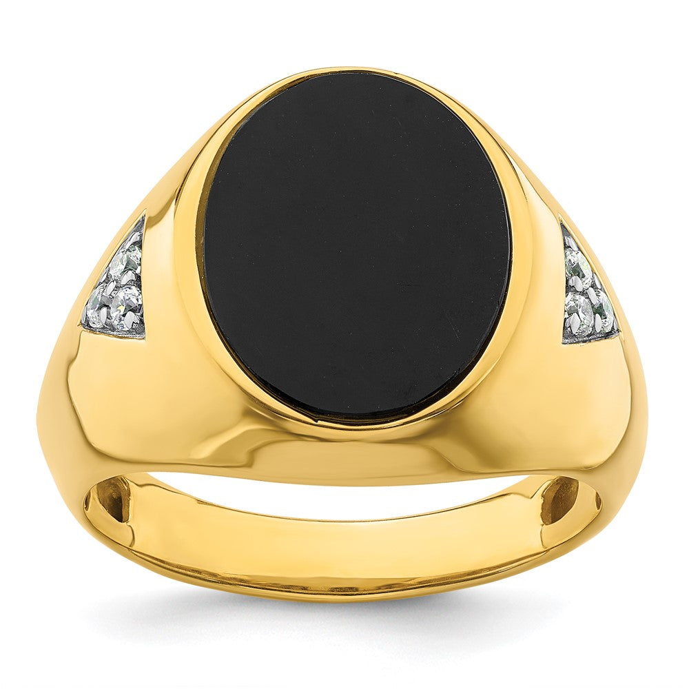 14k Yellow Gold  1/6 Ct. Lab Grown Diamond VS/SI+ G+ and Onyx Complete Men's Ring