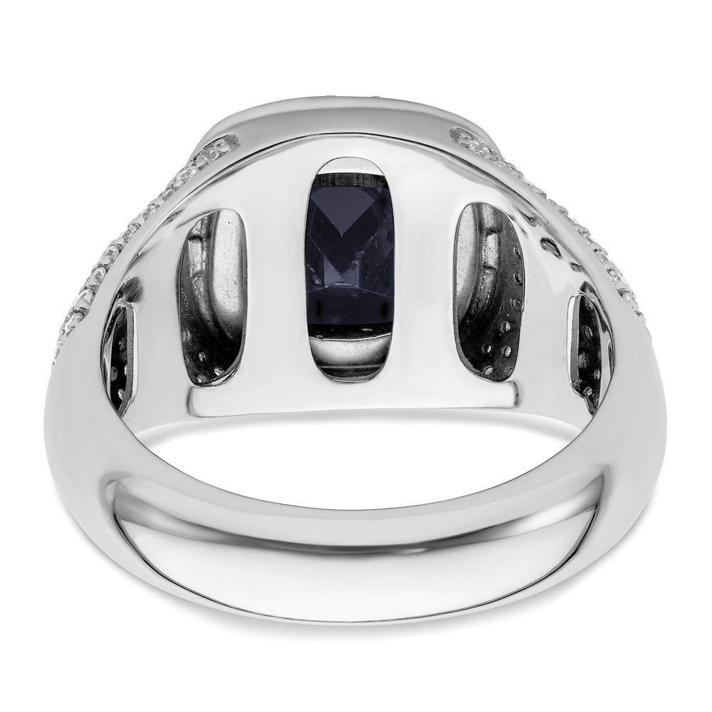 14k White Gold 1 Ct. Lab Grown Diamond VS/SI+ G+ and Created Blue Sapphire Men