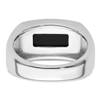 14k White Gold 1/5 Ct. Lab Grown Diamond VS/SI+ G+ and Onyx Men's Ring