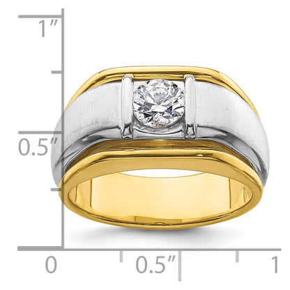 14k Two-tone Two Tone 3/4 Ct. Lab Grown Diamond VS/SI+ G+ Polished and Satin Men's Ring