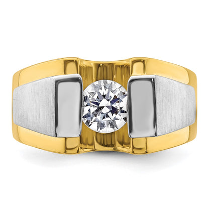 14k Two-Tone 1 Ct. Lab Grown Diamond VS/SI+ G+ Polished and Satin Men's Ring