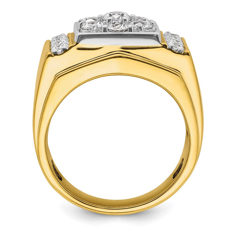 14k Two-tone Two Tone 1 3/4 Ct. Lab Grown Diamond VS/SI+ G+ Men's Polished and Satin Cluster Ring