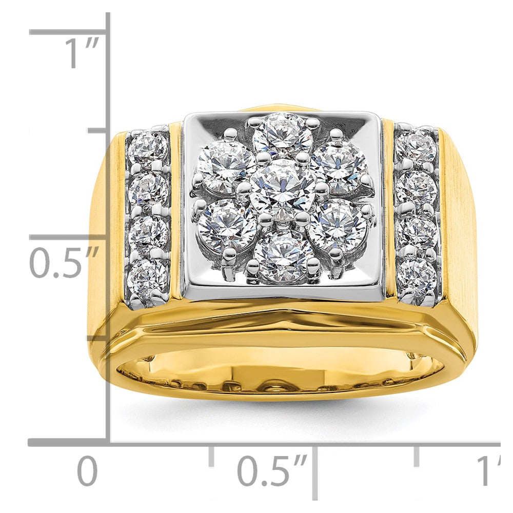 14k Two-tone Two Tone 1 3/4 Ct. Lab Grown Diamond VS/SI+ G+ Men's Polished and Satin Cluster Ring