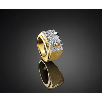 14k Two-tone Two Tone 1 3/4 Ct. Lab Grown Diamond VS/SI+ G+ Men's Polished and Satin Cluster Ring