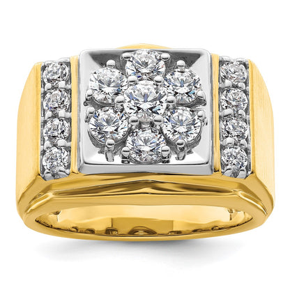 14k Two-tone Two Tone 1 3/4 Ct. Lab Grown Diamond VS/SI+ G+ Men's Polished and Satin Cluster Ring