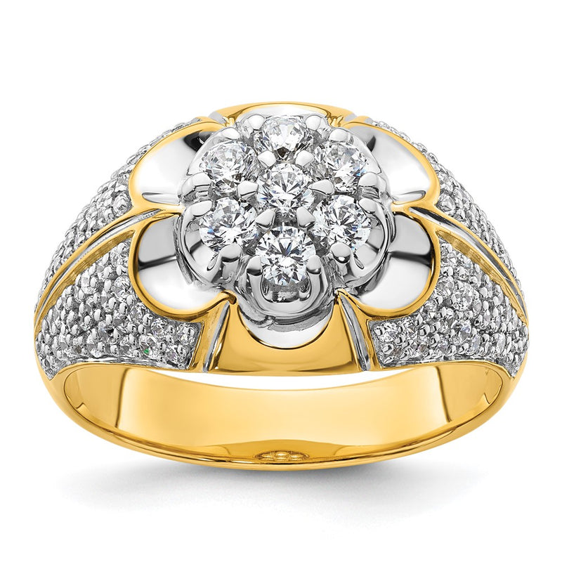 14k Two-Tone 1 1/4 Ct. Lab Grown Diamond VS/SI+ G+ Men's Cluster Ring