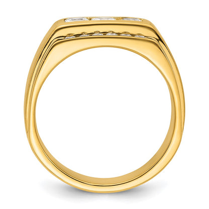 14k Yellow Gold 1 1/8 Ct. Lab Grown Diamond VS/SI+ G+ Polished and Satin Men's Ring