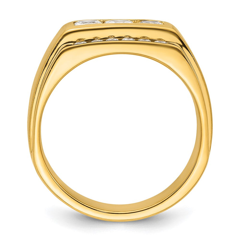 14k Yellow Gold 1 1/8 Ct. Lab Grown Diamond VS/SI+ G+ Polished and Satin Men's Ring