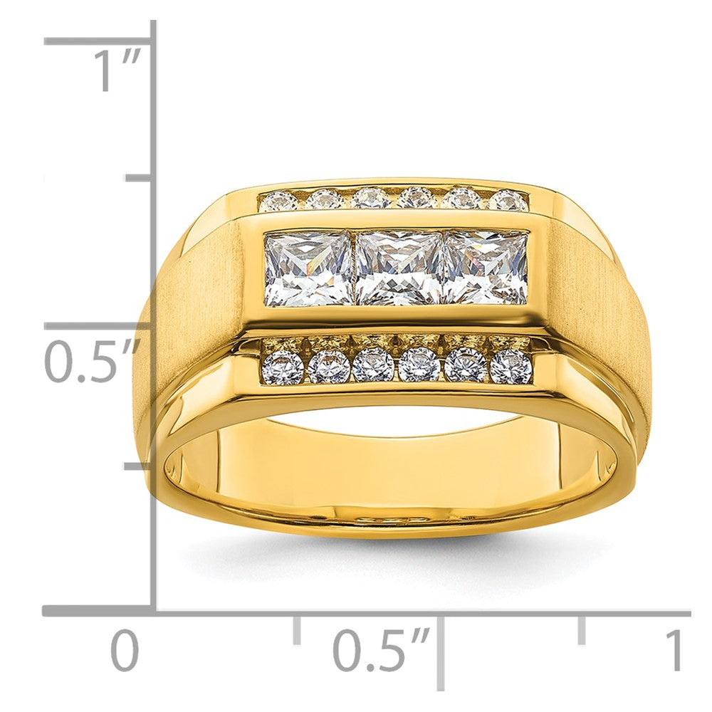 14k Yellow Gold 1 1/8 Ct. Lab Grown Diamond VS/SI+ G+ Polished and Satin Men's Ring
