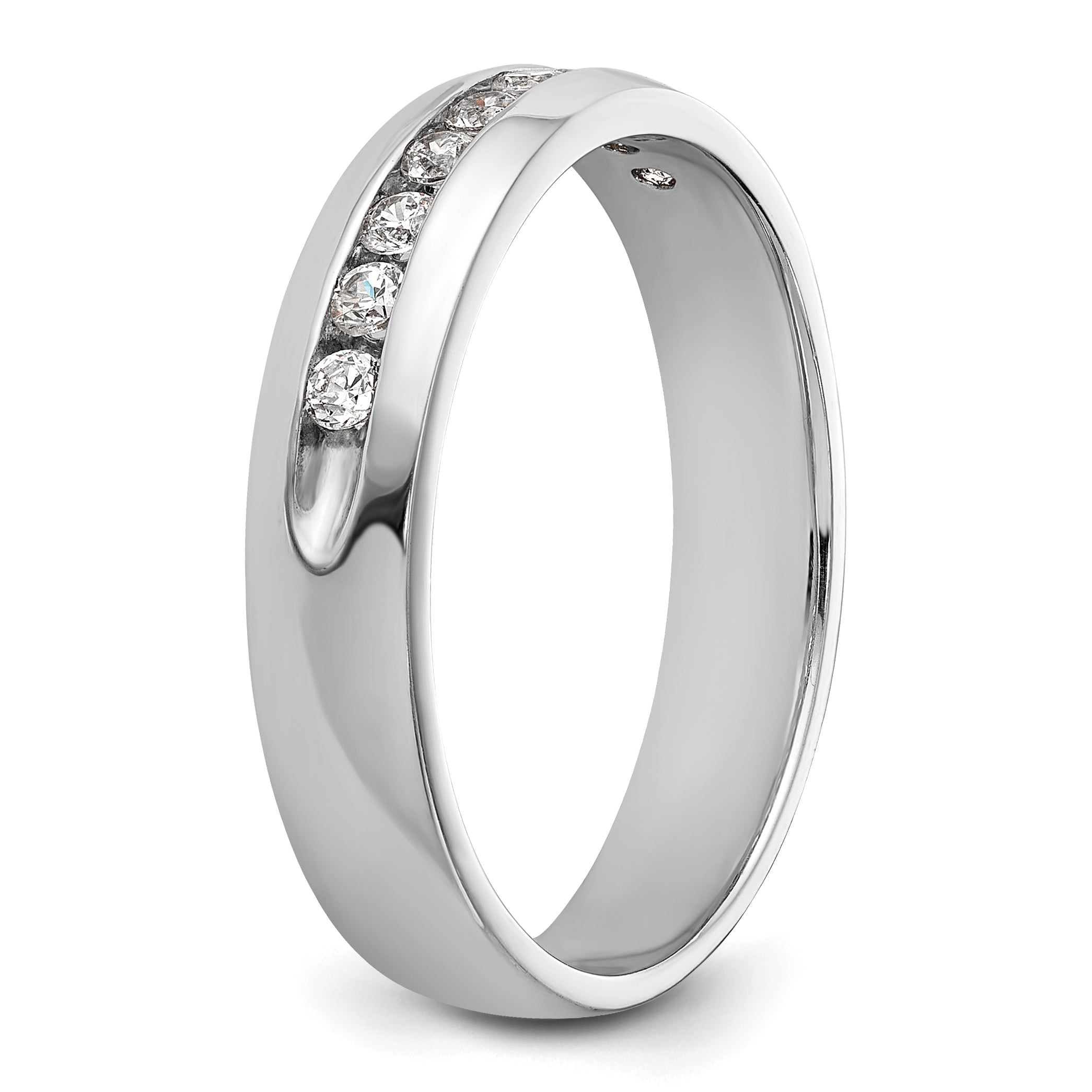 14k White Gold 1/4 Ct. Lab Grown Diamond VS/SI+ G+ Nine Stone Polished Men's Ring