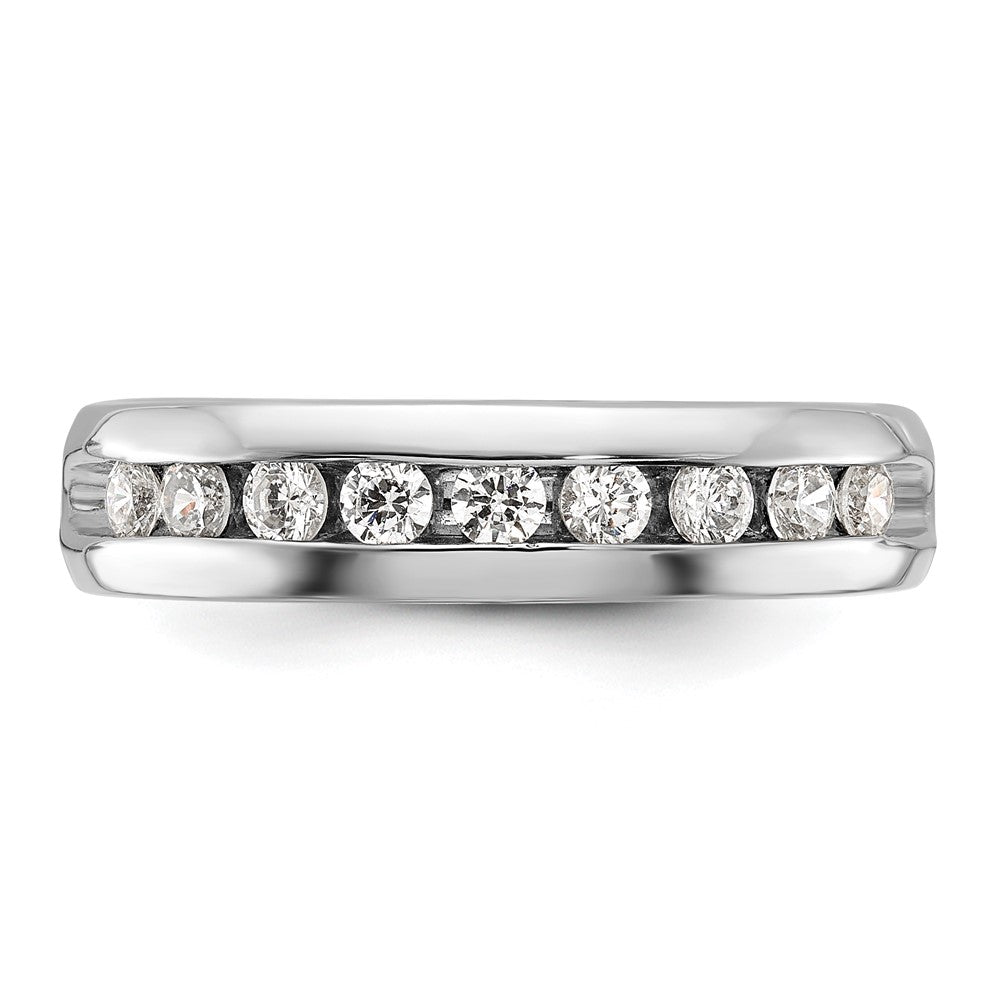 14k White Gold 1/2 Ct. Lab Grown Diamond VS/SI+ G+ Nine Stone Complete Polished Men's Ring