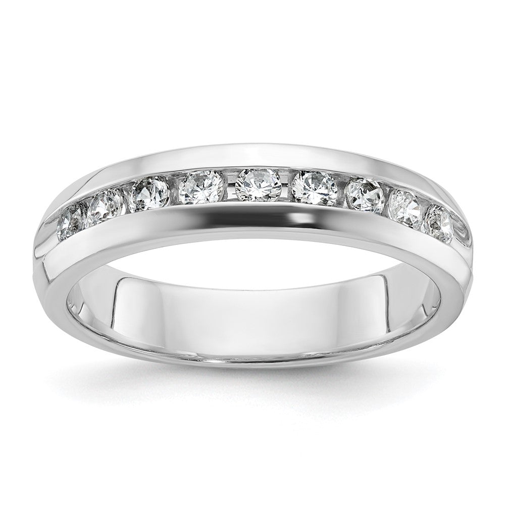 14k White Gold 1/2 Ct. Lab Grown Diamond VS/SI+ G+ Nine Stone Complete Polished Men's Ring