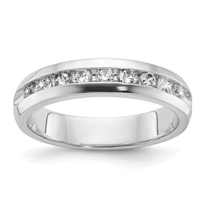 14k White Gold 1/2 Ct. Lab Grown Diamond VS/SI+ G+ Nine Stone Complete Polished Men's Ring